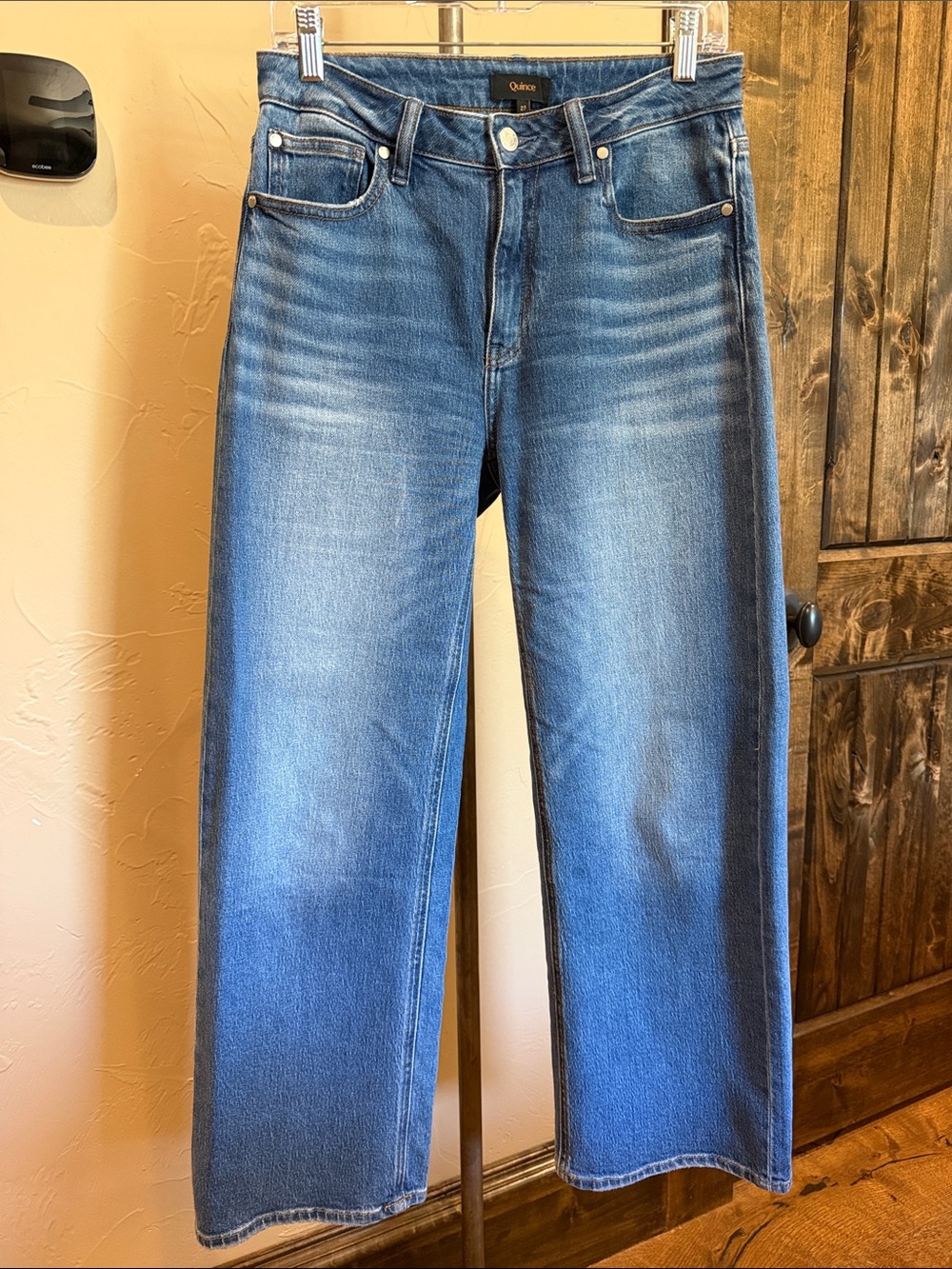 Quince Women's Bella Relaxed Straight Leg Jeans in Atlantic Blue Wash